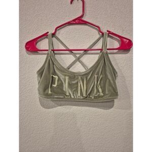 Victoria's Secret Women's Velvet Criss Cross Bralette Sport Bra Green Size Small